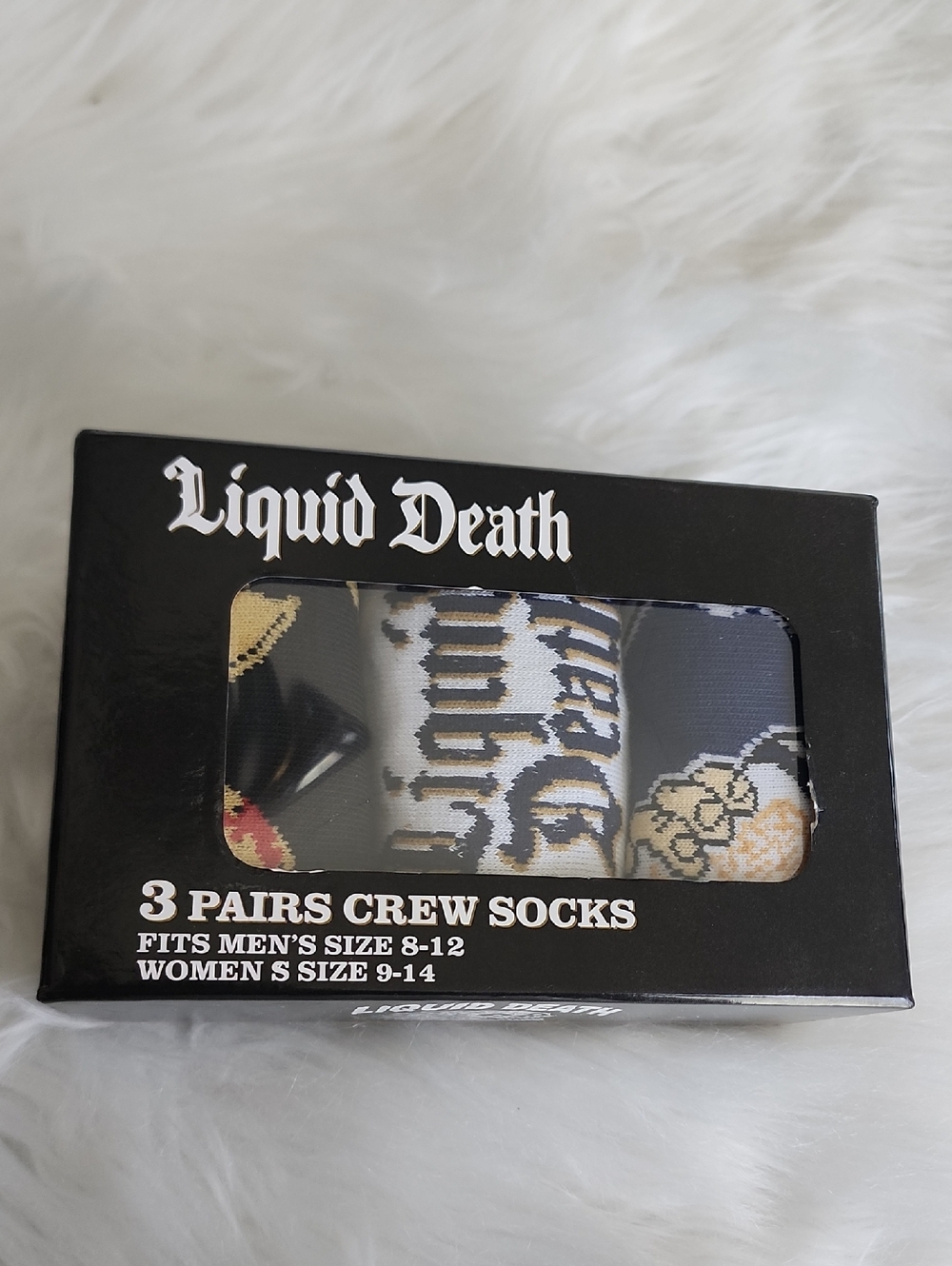 Liquid Death Crew Socks 3 Pack Women's 9-14 Men's 8-12